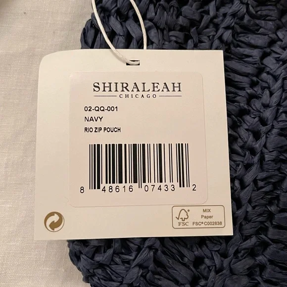 Shiraleah Navy Rio Zip Pouch Clutch Handbag w/ White Pink And Coral Pompoms NWT - Picture 6 of 6